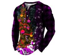 Sacs d'essences pour homme avec impression 3D numérique de Noël, tendance de la mode sportive, chemise avec boutons ouverts sur le devant, autocollants, D-Violet, Medium