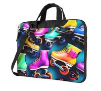 Sacs d'ordinateur portable pratiques avec impression de patins à roulettes colorés et élégants et protecteurs, style unique, Noir , 14 inch