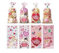 Sacs en Cellophane pour la Saint-Valentin | Poches Transparentes Avec Attaches Twist | Pochette Cadeaux Fête Saint-Valentin - Pour Biscuits Chocolats Prix Boulangerie Vacances Mariage Anniversaire Mai