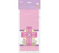Sacs en cellophane Unique Party avec design de croix, 20 pièces SG5680 (taille unique) (rose)