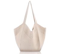 Sacs en crochet pour femme - Sac à bandoulière léger en tricot doux, grand sac fourre-tout en maille, sac à main décontracté, sac en tricot hippie pour toutes les saisons, voyage, vacances, shopping