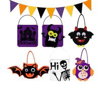 Sacs en feutre pour bonbons d'Halloween - 6 sacs réutilisables, souvenirs amusants pour la salle de onbonnières à thème, capacité pour 6 friandises | Paquet de chaussettes pour étudiants de