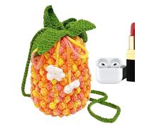 Sacs en forme d'ananas pour femmes, Sac en forme d'ananas - Sac tricoté fait à la main avec design en forme d'ananas dégradé,Étui à monnaie tissé à la main à la mode pour téléphone cel, Orange, Fare