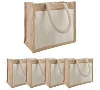 vidaXL Sacs en jute avec poche, 100 % jute, sac shopping écologique durable, Naturel et blanc, 26 x 22 x 14 cm
