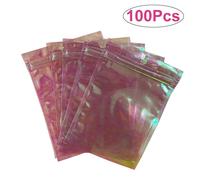 Sacs En Mylar Anti-Odeur Refermables, 100 Pièces, Sacs Anti-Odeur, Emballage Holographique, Pochette Pour Le Stockage Des Produits Alimentaires, Des Bijoux Et De L'électronique