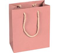 Sacs en papier 16 x 19 x 8 cm, rose, lisses, anse en corde - lot de 12