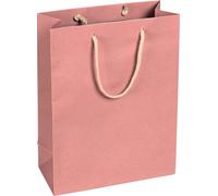 Sacs en papier 22 x 29 x 10 cm, rose, lisses, anse en corde - lot de 12