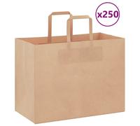 Sacs en papier 250 pcs avec poignées marron 32x17x25 cm vidaXL