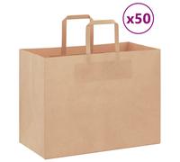 Sacs en papier 250 pcs avec poignées marron 32x17x25 cm vidaXL