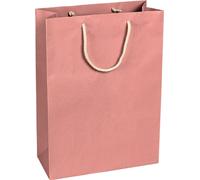 Sacs en papier 27 x 37 x 12 cm, rose, lisses, anse en corde - lot de 12