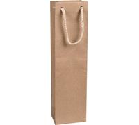 Sacs en papier 8 x 30 x 6 cm, marron, sac pour bouteilles, anse en corde - pack de 12