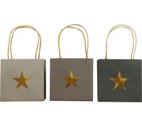 Sacs en papier avec étoile Gris 10,5×10,5cm Set de 9 emballages cadeaux