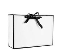 sacs en papier avec poignées Sac à main de Shopping en papier carton, 3 pièces, sac d'emballage cadeau, fourre-tout d'emballage Portable noir et blanc avec poignées, pochette de rangement d'articles d