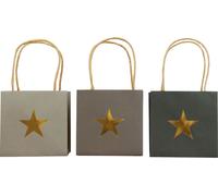 Sacs en papier Cadeau Etoiles Anse Gris 12×12×12cm 9pcs Noël