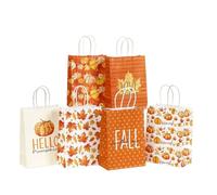 Sacs en papier citrouille d'automne d'emballage cadeau feuille d'érable for bonbons Bonbons Automne Thanksgiving Douche de mariage Anniversaire(Mixed)