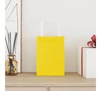 Sacs en papier kraft 250 pièces avec poignées jaunes | 15 x 8 x 21 cm, cordon en papier, adapté pour le recyclage, les cadeaux et le shopping