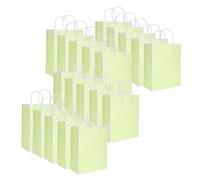 Sacs en papier kraft réutilisables, écologiques, solides et durables, pour vêtements, cadeaux, Noël, Saint-Valentin, enfants, bonbons, 20 pièces, vert, rose, bleu, 21 x 11 x 27,5 (Frontière verte de