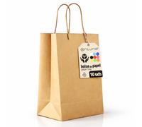 Sacs en Papier Kraft XL avec Anses - Lot de 10, Sacs Résistants et Recyclables pour Cadeaux et Commerces - OFITURIA (42x16x49 cm, Kraft)