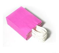 Sacs en papier marron avec poignées, fabriqués à partir de papier recyclé, construction à fond solide, compostables et réutilisables, adaptés pour de multiples utilisations, emballage en vrac (rose