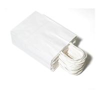 Sacs en papier marron respectueux de l'environnement avec poignées pour le shopping et les travaux manuels réutilisables (blanc, 15 x 8 x 21 cm)