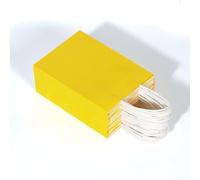 Sacs en papier recyclé avec poignées, fond solide robuste, respectueux de l'environnement et compostables, adaptés pour le shopping et les projets d'artisanat, disponibles en vrac de 25 ou 50 (jaune