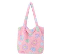 Sacs en peluche pour femme - Sac à main à bandoulière - Automne et hiver - Sac fourre-tout rétro avec poignée sur le dessus - En peluche douce - Portable - Pour voyage - Pour femme et fille, fleurs