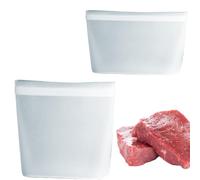 Sacs en silicone pour le stockage des aliments, sacs réutilisables pour les aliments - Fermeture à glissière étanche pour la conservation du déjeuner, du voyage, du pain