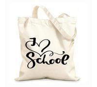 Sacs en toile à motifs personnalisables j'aime l'école calligraphie dessinée à la main au pinceau lettrage éducation phrase d'inspiration tissu épais de 12 oz S'accorde avec les vêtements 35x40cm