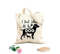 Sacs en toile à motifs personnalisables Je veux juste toutes les citations typographiques sur les chiens avec des silhouettes de chiens. tissu épais de 12 oz S'accorde avec les vêtements 25x30cm