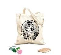 Sacs en toile à motifs personnalisables Le logo des geishas japonaises est un symbole traditionnel de beauté, de grâce et d'élégance. tissu épais de 12 oz S'accorde avec les vêtements 25x30cm Petit