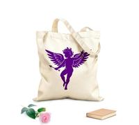 Sacs en toile imprimés numériquement silhouette de Cupidon avec des ailes et une flèche tissu épais de 340g/m² Utilise comme trousse de maquillage