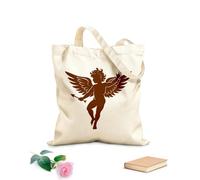 Sacs en toile imprimés numériquement silhouette de Cupidon avec des ailes et une flèche tissu épais de 340g/m² Utilise comme trousse de maquillage