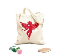 Sacs en toile imprimés numériquement silhouette de Cupidon avec des ailes et une flèche tissu épais de 340g/m² Utilise comme trousse de maquillage