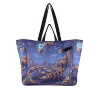 Sacs en toile pliables pour la cuisine, les courses, les demoiselles d'honneur pour homme, hôpital, shopping, plage, voyage, scorpion, désert, nuit, collage