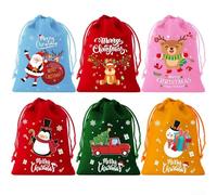 Sacs en velours avec cordon de serrage pour les fêtes de fin d'année avec motifs festifs, conçus pour contenir des pommes de bonbons, des petits cadeaux et des décorations saisonnières en toute