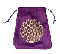 Sacs et sacs de tarot : sac de rangement souple en velours | Conteneur à cordon mystique, gardien de but ésotérique avec motif orné pour runes, dés, amulettes, cartes, Fleur de vie, Consulte la