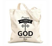 Sacs femme en toile de coton La prière ne sert à rien si Dieu ne répond pas. Citation chrétienne, typographie, verset biblique, design tissu épais de 12 oz Matière douce pour la peau 35x40cm Grand