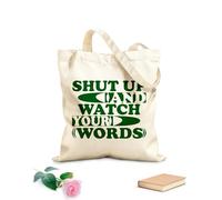 Sacs femme en toile de coton tissu épais de 340g/m² Taisez-vous et faites attention à vos paroles : citation typographique de motivation, affiche, carte postale et autres utilisations Sac à dessin
