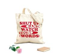 Sacs femme en toile de coton tissu épais de 340g/m² Taisez-vous et faites attention à vos paroles : citation typographique de motivation, affiche, carte postale et autres utilisations Sac à dessin