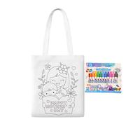 Sacs fourre-tout à peindre - Sacs fourre-tout en toile à colorier | Fête des mères avec stylos de peinture pour à partir de 3 ans - Garçons et filles - Salle de classe, jardin d'
