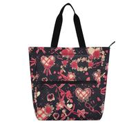 Sacs fourre-tout décoratifs mignons pour garçons et filles, adultes, en dentelle, motif animé, Saint-Valentin, grands sacs fourre-tout pour enseignants, sacs à main avec poches intérieures pour