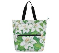 Sacs fourre-tout décoratifs pour enfants, étudiants, adultes, Lily Happy Easter Sac à main léger avec fermeture éclair pour le shopping, la plage, arc-en-ciel, bolso para libros