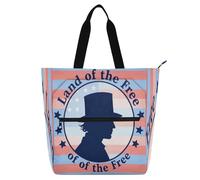 Sacs fourre-tout décoratifs pour enfants, femmes, hommes, 4 juillet, jour de l'indépendance du 4 juillet, silhouette bleue, grand sac de bibliothèque, sac d'épicerie, sac d'épicerie pour l'école, les