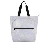 Sacs fourre-tout décoratifs pour enfants, garçons et filles, adultes, texture marbre de luxe blanc argenté, sac d'épicerie, sac de plage réutilisable avec fermeture éclair pour l'école, le travail