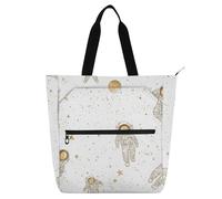 Sacs fourre-tout décoratifs pour enfants garçons filles adultes, dessin animé, planète astronaute blanche, sacs fourre-tout légers pour enseignants, sacs à main avec poches intérieures pour l'école