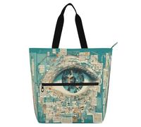 Sacs fourre-tout décoratifs pour garçons et filles et femmes, motif yeux de partition de musique dans le style punk, résistant à l'eau, réutilisable, sac de bibliothèque, sac d'épicerie, pour l'école
