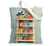 Sacs fourre-tout en toile à motif végétal, respectueux de l'environnement, sacs de courses réutilisables, style vintage, légers et lavables, sacs en toile pour voyage, plage, pique-nique, 33 x 38,1 cm