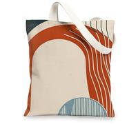 Sacs fourre-tout en toile abstraite, sacs de courses réutilisables et élégants à motif d'art moderne pour voyage, plage, salle de sport, beige, 13x15 Inch