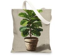 Sacs fourre-tout en toile artistique, motif végétal, réutilisables, respectueux de l'environnement, légers et lavables, sacs en toile pour salle de sport, voyage, plage, pique-nique, 33 x 38,1 cm