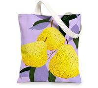 Sacs fourre-tout en toile artistique, sacs à provisions réutilisables à motif de fruits modernes, légers et lavables avec bandoulière écologique Ca, violet, 13x15 Inch